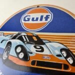 Vintage Gulf Racing Sign – Service Station Gas & Motor Oil Pump Service Sign - Image 11