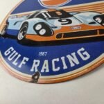 Vintage Gulf Racing Sign – Service Station Gas & Motor Oil Pump Service Sign - Image 13