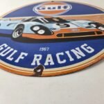 Vintage Gulf Racing Sign – Service Station Gas & Motor Oil Pump Service Sign - Image 14