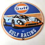 Vintage Gulf Racing Sign – Service Station Gas & Motor Oil Pump Service Sign - Image 15