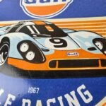 Vintage Gulf Racing Sign – Service Station Gas & Motor Oil Pump Service Sign - Image 4