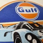 Vintage Gulf Racing Sign – Service Station Gas & Motor Oil Pump Service Sign - Image 5