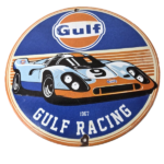Vintage Gulf Racing Sign – Service Station Gas & Motor Oil Pump Service Sign - Image 2