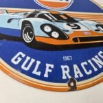 Vintage Gulf Racing Sign – Service Station Gas & Motor Oil Pump Service Sign - Image 10