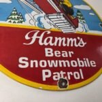 Vintage Hamms Beer Sign – Alcohol Breweriana Bear Patrol Gas Pump Porcelain Sign - Image 11