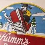 Vintage Hamms Beer Sign – Alcohol Breweriana Bear Patrol Gas Pump Porcelain Sign - Image 12