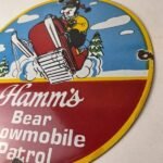 Vintage Hamms Beer Sign – Alcohol Breweriana Bear Patrol Gas Pump Porcelain Sign - Image 13
