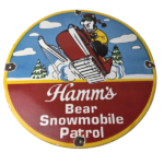 Vintage Hamms Beer Sign – Alcohol Breweriana Bear Patrol Gas Pump Porcelain Sign - Image 2