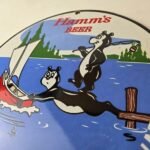 Vintage Hamms Beer Sign – Alcohol Brewery Bear Blue Water Pump Porcelain Sign - Image 12