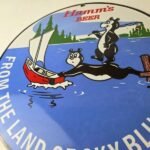 Vintage Hamms Beer Sign – Alcohol Brewery Bear Blue Water Pump Porcelain Sign - Image 4