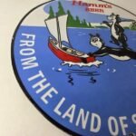 Vintage Hamms Beer Sign – Alcohol Brewery Bear Blue Water Pump Porcelain Sign - Image 6