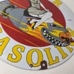 Vintage Harbor Gasoline Sign – Bomber Girl Gas Pump Motor Oil Porcelain Sign - Image 11