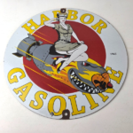 Vintage Harbor Gasoline Sign – Bomber Girl Gas Pump Motor Oil Porcelain Sign - Image 15