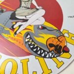 Vintage Harbor Gasoline Sign – Bomber Girl Gas Pump Motor Oil Porcelain Sign - Image 4