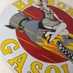 Vintage Harbor Gasoline Sign – Bomber Girl Gas Pump Motor Oil Porcelain Sign - Image 6
