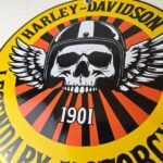 Vintage Harley-Davidson Legendary Porcelain Sign – Skull Wings Helmet Sign - Image 4