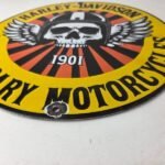 Vintage Harley-Davidson Legendary Porcelain Sign – Skull Wings Helmet Sign - Image 10