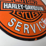 Vintage Harley Davidson Motorcycle Sign – LARGE 16 Inch Gas Pump Porcelain Sign - Image 11