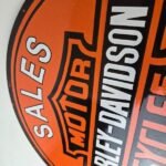 Vintage Harley Davidson Motorcycle Sign – LARGE 16 Inch Gas Pump Porcelain Sign - Image 12