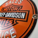 Vintage Harley Davidson Motorcycle Sign – LARGE 16 Inch Gas Pump Porcelain Sign - Image 13