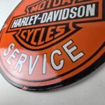 Vintage Harley Davidson Motorcycle Sign – LARGE 16 Inch Gas Pump Porcelain Sign - Image 14