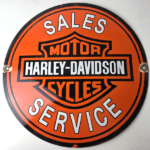 Vintage Harley Davidson Motorcycle Sign – LARGE 16 Inch Gas Pump Porcelain Sign - Image 15