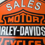 Vintage Harley Davidson Motorcycle Sign – LARGE 16 Inch Gas Pump Porcelain Sign - Image 3