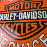 Vintage Harley Davidson Motorcycle Sign – LARGE 16 Inch Gas Pump Porcelain Sign - Image 4