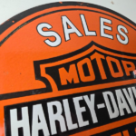 Vintage Harley Davidson Motorcycle Sign – LARGE 16 Inch Gas Pump Porcelain Sign - Image 5