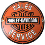 Vintage Harley Davidson Motorcycle Sign – LARGE 16 Inch Gas Pump Porcelain Sign - Image 2