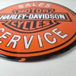 Vintage Harley Davidson Motorcycle Sign – LARGE 16 Inch Gas Pump Porcelain Sign - Image 10