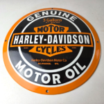 Vintage Harley Davidson Motorcycle Sign – Porcelain Sales Dealer Gas Pump Sign - Image 15