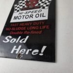 Vintage Harley Davidson Motorcycle Sign – Racing Oil Porcelain Pump Ad Sign - Image 14