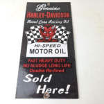 Vintage Harley Davidson Motorcycle Sign – Racing Oil Porcelain Pump Ad Sign - Image 15