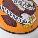 Vintage Harley Davidson Motorcycle Sign – Ride to Live Gas Pump Porcelain Sign - Image 11