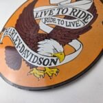 Vintage Harley Davidson Motorcycle Sign – Ride to Live Gas Pump Porcelain Sign - Image 14