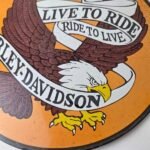 Vintage Harley Davidson Motorcycle Sign – Ride to Live Gas Pump Porcelain Sign - Image 4
