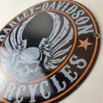 Vintage Harley Davidson Motorcycle Sign – Skull & Wings Gas Pump Porcelain Sign - Image 13