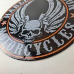Vintage Harley Davidson Motorcycle Sign – Skull & Wings Gas Pump Porcelain Sign - Image 14