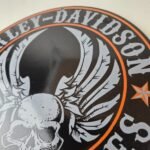Vintage Harley Davidson Motorcycle Sign – Skull & Wings Gas Pump Porcelain Sign - Image 4