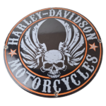 Vintage Harley Davidson Motorcycle Sign – Skull & Wings Gas Pump Porcelain Sign