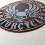 Vintage Harley Davidson Motorcycle Sign – Skull & Wings Gas Pump Porcelain Sign - Image 10