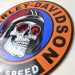 Vintage Harley Davidson Motorcycle Sign – Speed Built Gas Pump Porcelain Sign - Image 12