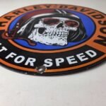 Vintage Harley Davidson Motorcycle Sign – Speed Built Gas Pump Porcelain Sign - Image 14