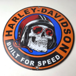 Vintage Harley Davidson Motorcycle Sign – Speed Built Gas Pump Porcelain Sign - Image 15