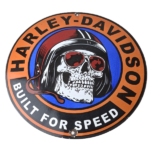 Vintage Harley Davidson Motorcycle Sign – Speed Built Gas Pump Porcelain Sign