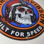 Vintage Harley Davidson Motorcycle Sign – Speed Built Gas Pump Porcelain Sign - Image 10