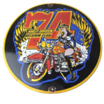 Vintage Harley Davidson Motorcycles Sign – 74' Biker Gas Pump Porcelain Sign - Image 2