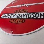 Vintage Harley Davidson Motorcycles Sign – Aermacchi Porcelain Gas Pump Sign - Image 14