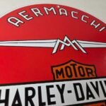 Vintage Harley Davidson Motorcycles Sign – Aermacchi Porcelain Gas Pump Sign - Image 5